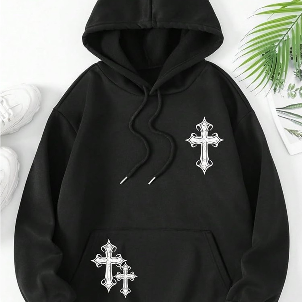 Black Cross Hoodie shein